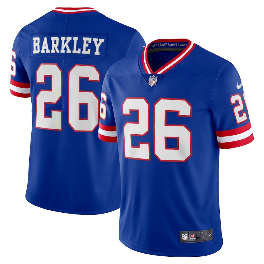 Men New York Giants 26 Saquon Barkley Nike Royal Classic Vapor Limited Player NFL Jersey